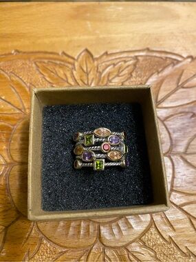 HSN Multicolor Gemstone Stackable Sterling Ring Set - Women's Fashion Jewelry